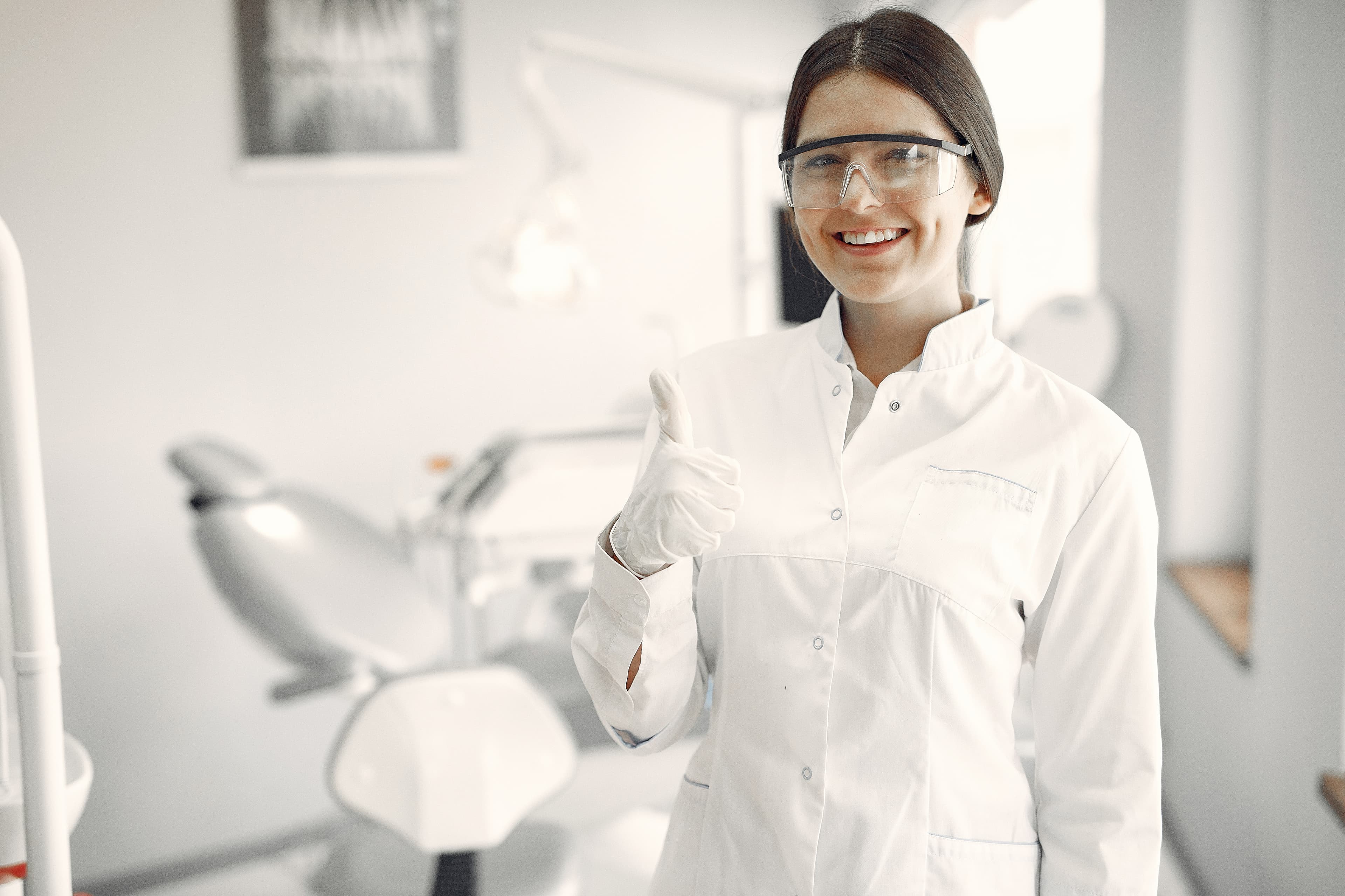 Dentist in dental office